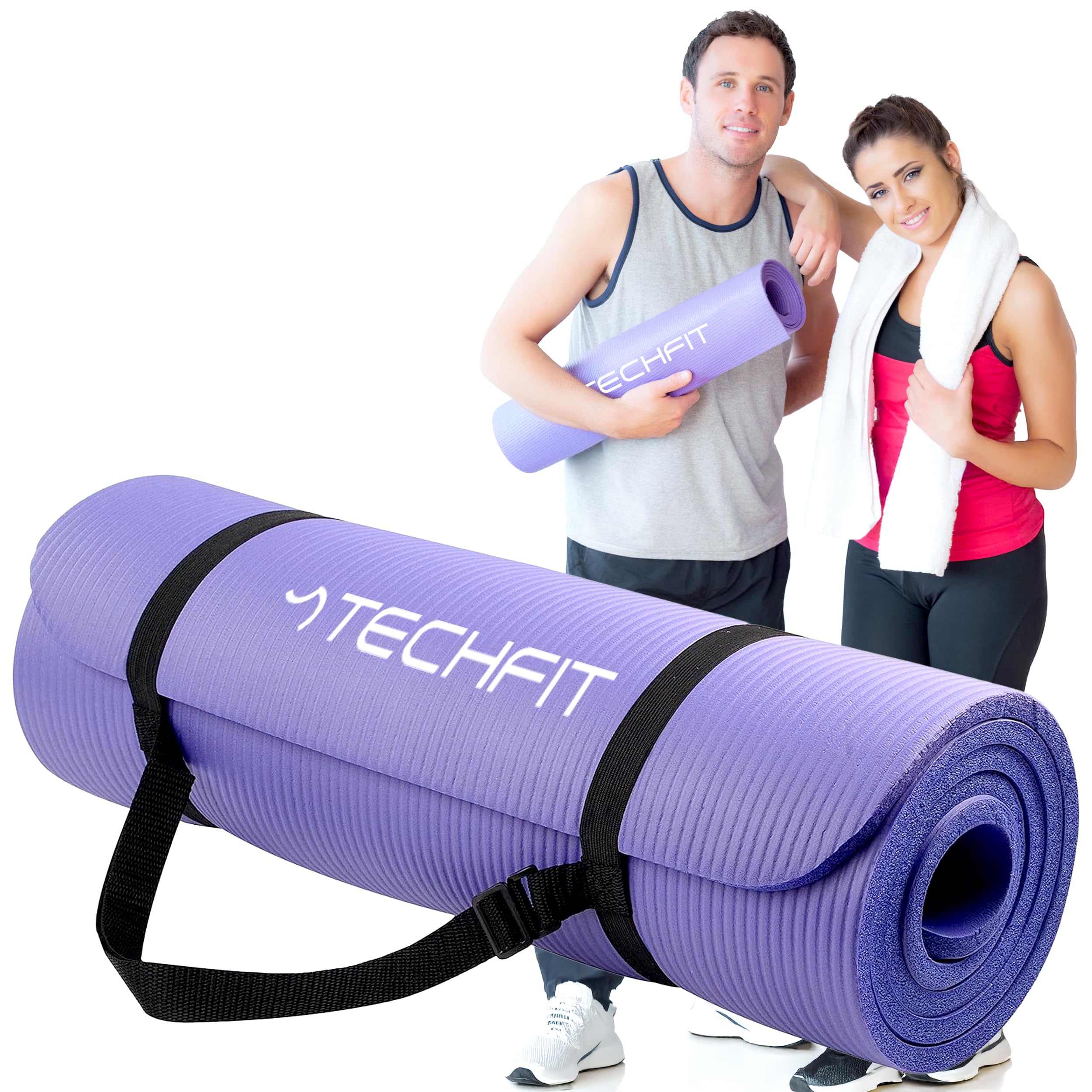 Tapis Yoga Antidérapant Professionnel TPE 180x60 cm 10 mm Non Toxique Hypoallergénique Durable avec Sangle et Sac