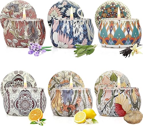 Miniatura 1 de Velas perfumadas de regalo para mujeres, paquete de 6 velas de 4.4 onzas para el hogar, juego de regalo de velas de aromaterapia, vela relajante de