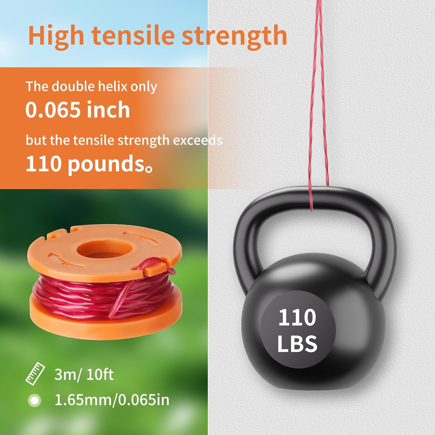 12 Pack Trimmer Spool Line for Worx, WA0010 Edger Spools Replacement for Worx, 0.065 inch Trimmer Line Refills for Worx, Compatible with Worx String Trimmers(10 Grass Trimmer Line, 2 Trimmer Cap) - Image 6