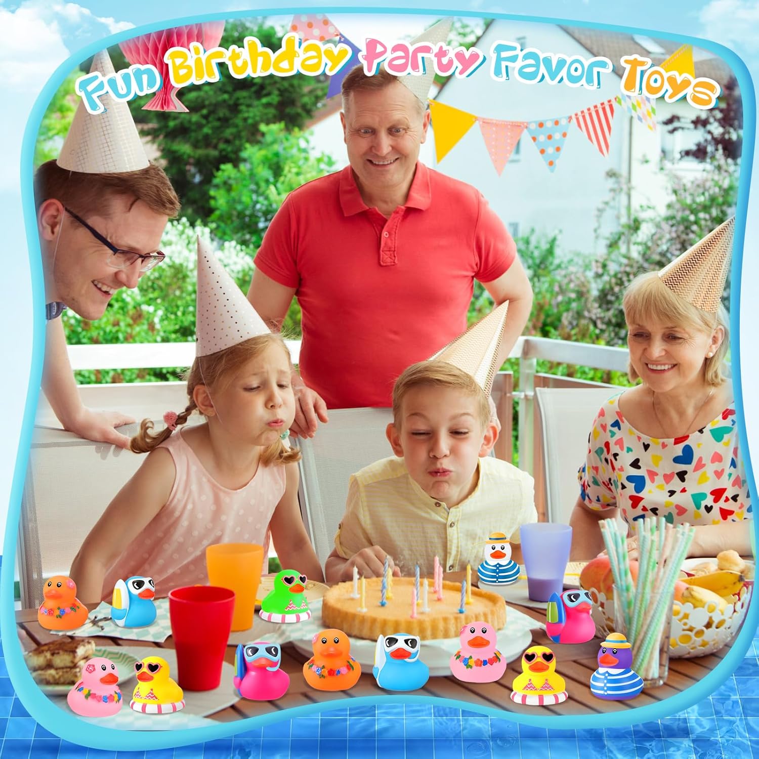 Honoson 72 Pcs Summer Beach Rubber Duckies Bulk Mini Rubber Duck Bath Toys Float Bathtub Ducky Cute Squeaky Ducky for Classroom Carnival Summer Birthday Baby Shower Party Favor (8 Colors)