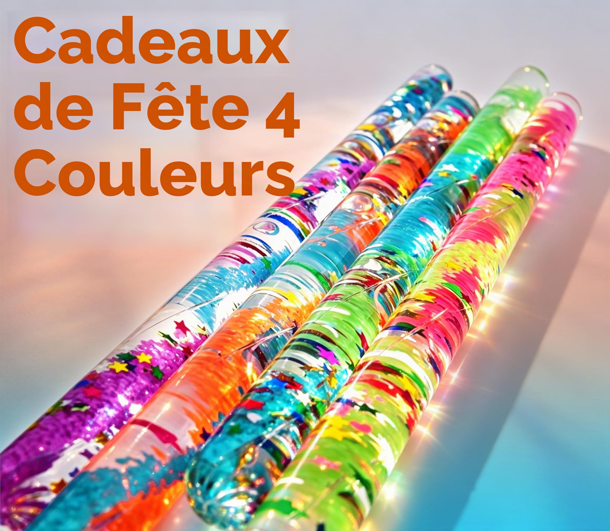 Lot de 4 Baguettes Magiques Géantes à Paillettes en Spirale de 30cm pour Enfants, Jouets Sensoriels Phosphorescents, Baguettes Magiques pour Fêtes sur le Thème des Princesses, Fées et des Sorciers