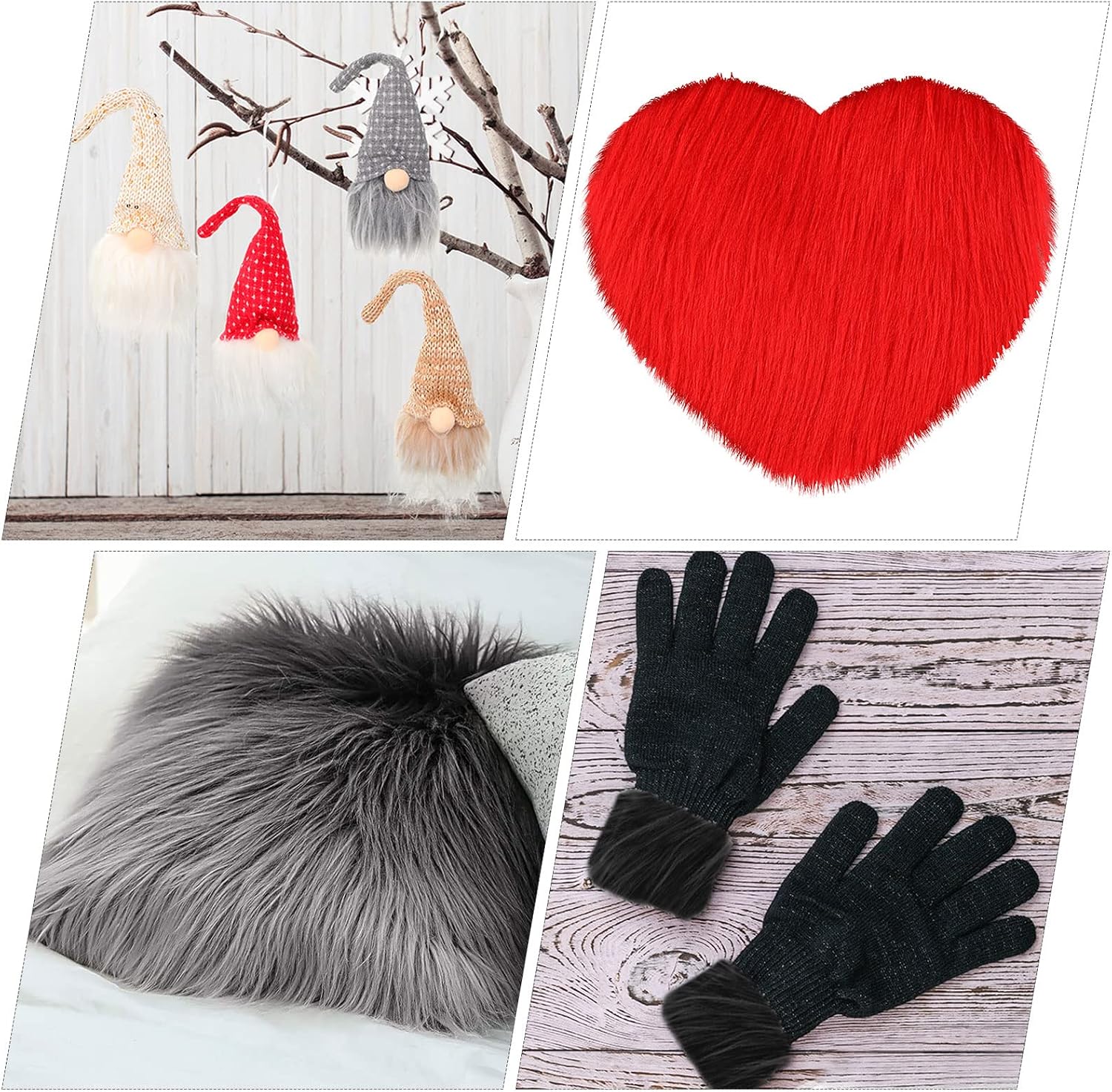 Tatuo 8 Pcs Faux Fur Furry Fabric for Crafts DIY 10 x 10 Inch Square Fluffy Fabric Shaggy Fake Fox Patches for Gnomes Beard Animal Costumes Cushions Home Decor Supplies(Multi-Colored)