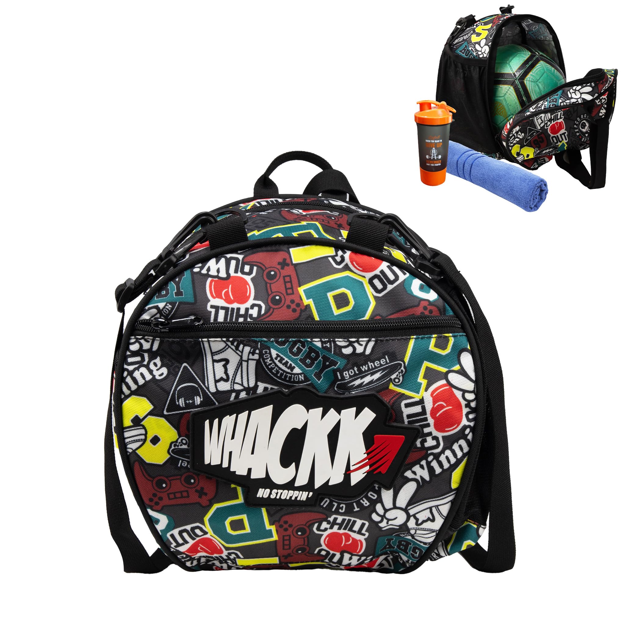 WHACKK Attack Soccer Football Equipment Bags|Basketball Volleyball Bags |Adjustable Strap Backpack |Easy Access Pocket Mesh Bottle Holders | Ball Bag |Kitbag |Bag (Rugby, 12L)-image-34