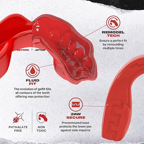 Miniatura 4 de SAFEJAWZ Protector bucal, ajustado para adultos y jóvenes con funda, boquilla extraíble de fácil ajuste para fútbol, boxeo, lacrosse, artes