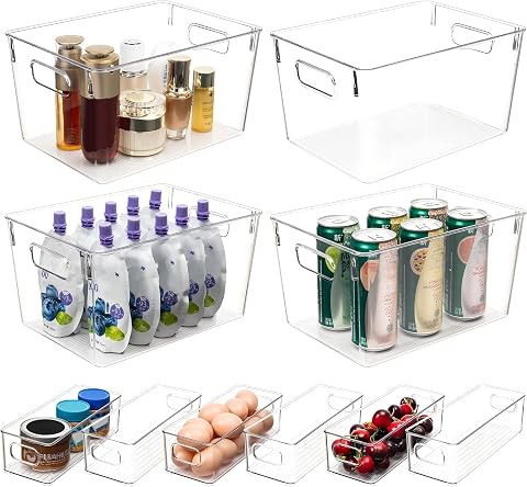 Tiawudi Set of 10 Clear Plastic Storage Bins, 4 Large and...