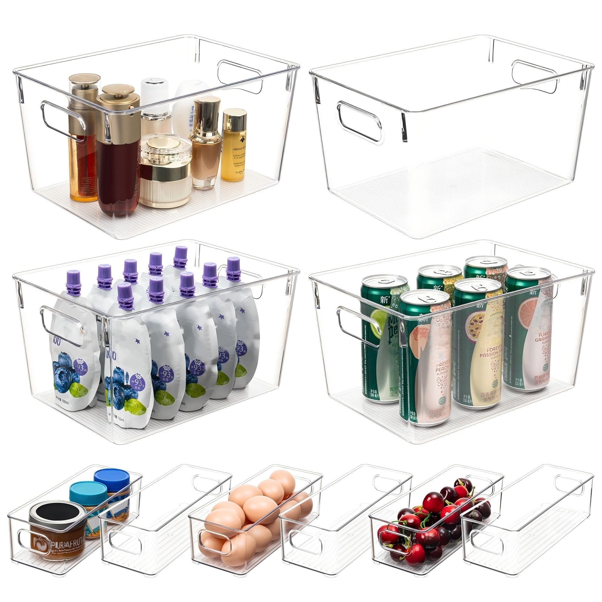 Tiawudi Set of 10 Clear Plastic Storage Bins