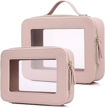 Pinkmik Clear Makeup Bag, Pink, M+L