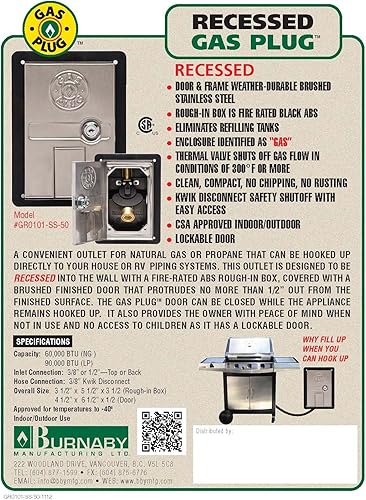 Miniatura 5 de Burnaby Manufacturing Ltd Empotrable Gas Plug Entrada NPT de 12", salida de desconexión rápida de 38"