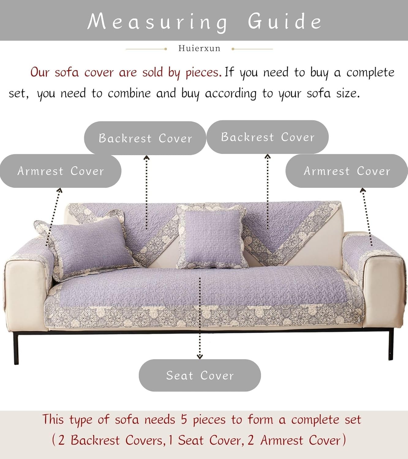 Patchwork Cotton Quilted Sofa Couch Cover for Dogs Soft Stripe Sectional Couch Covers Anti-Slip Sofa Slipcover Washable Furniture Protector for Pet Cat (Purple,43"x94")