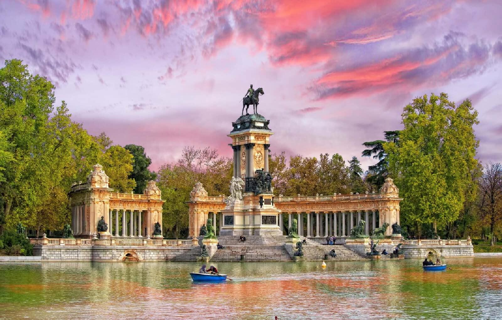 Jeu de Puzzle Puzzle 3D 2000 pièces Parc de la Ville Monument à Bateaux Madrid Espagne 70x100 cm