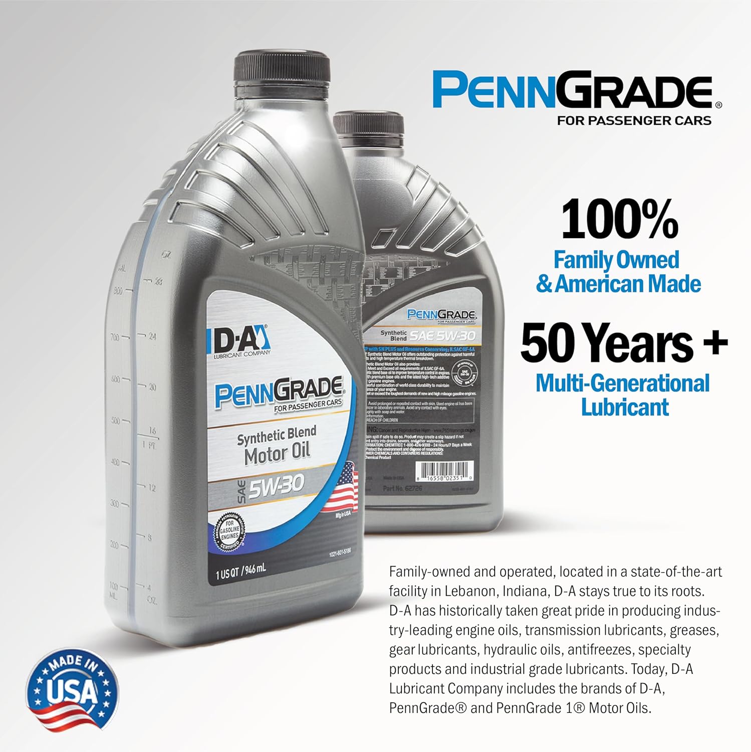 PENN GRADE 62726, Synthetic Blend Oil SAE 5W-30, 1 Quart (Pack of 12)