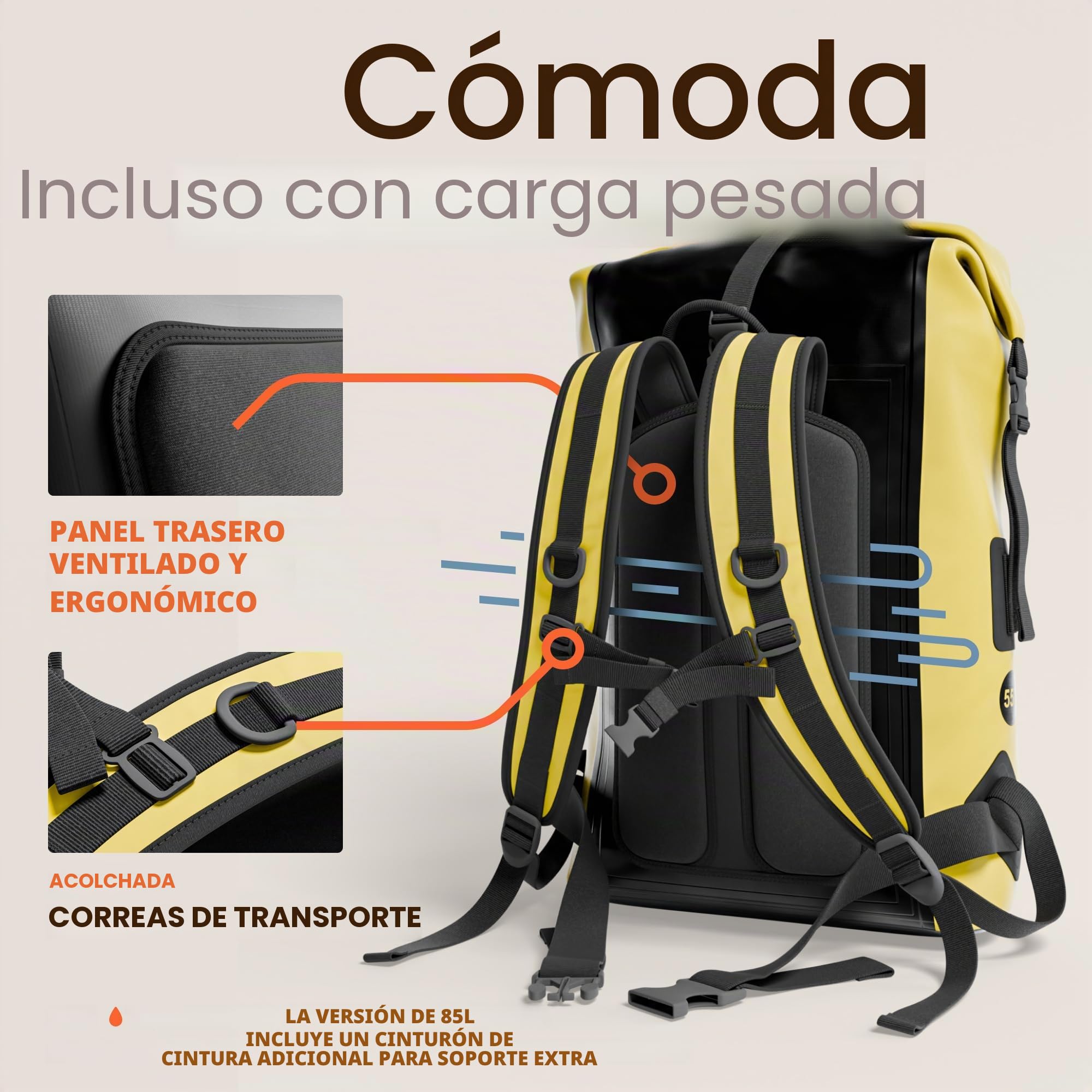 Earth Pak Mochila impermeable con cierre enrollable, bolsillo frontal, panel trasero acolchado y funda para teléfono