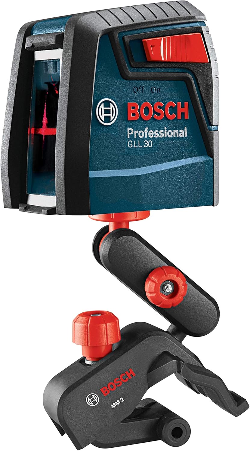 Product Deal BOSCH GLL30 30ft Cross-Line Laser Level Self-Leveling with 360 Degree Flexible Mounting Device and Carrying Pouch