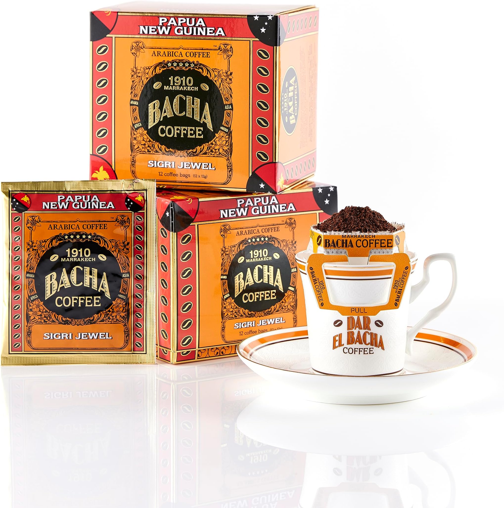 Bacha Coffee | Sigri Jewel Papua New Guinea Single Origin Arabica, 100% Arabica Specialty Coffee, 12 Coffee Drip Bags, Gift Box