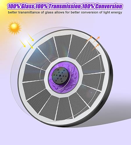 Miniatura 3 de SZMP Fuente solar mejorada, panel de vidrio 100% y fuente solar, fuentes de baño para pájaros de 3.5 W con flor Panel de vidrio mejorado 2023