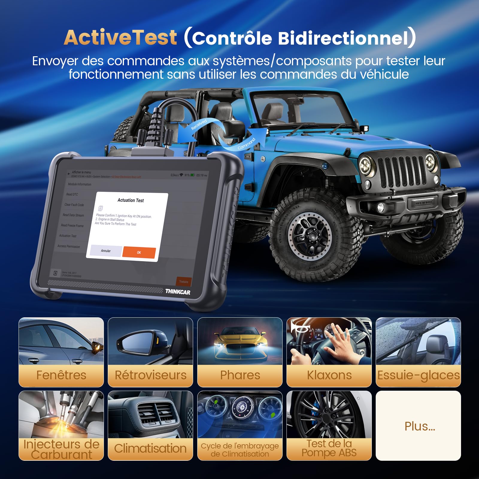 thinkcar ThinkScan TK689 Valise Diagnostic Auto, Bidirectionnel OBD2 Diagnostic Automobile Complet, 34+ Réinitialisation, Codage ECU, FCA Autoauth, CANFD&DoIP, Mise à Jour Gratuite à Vie