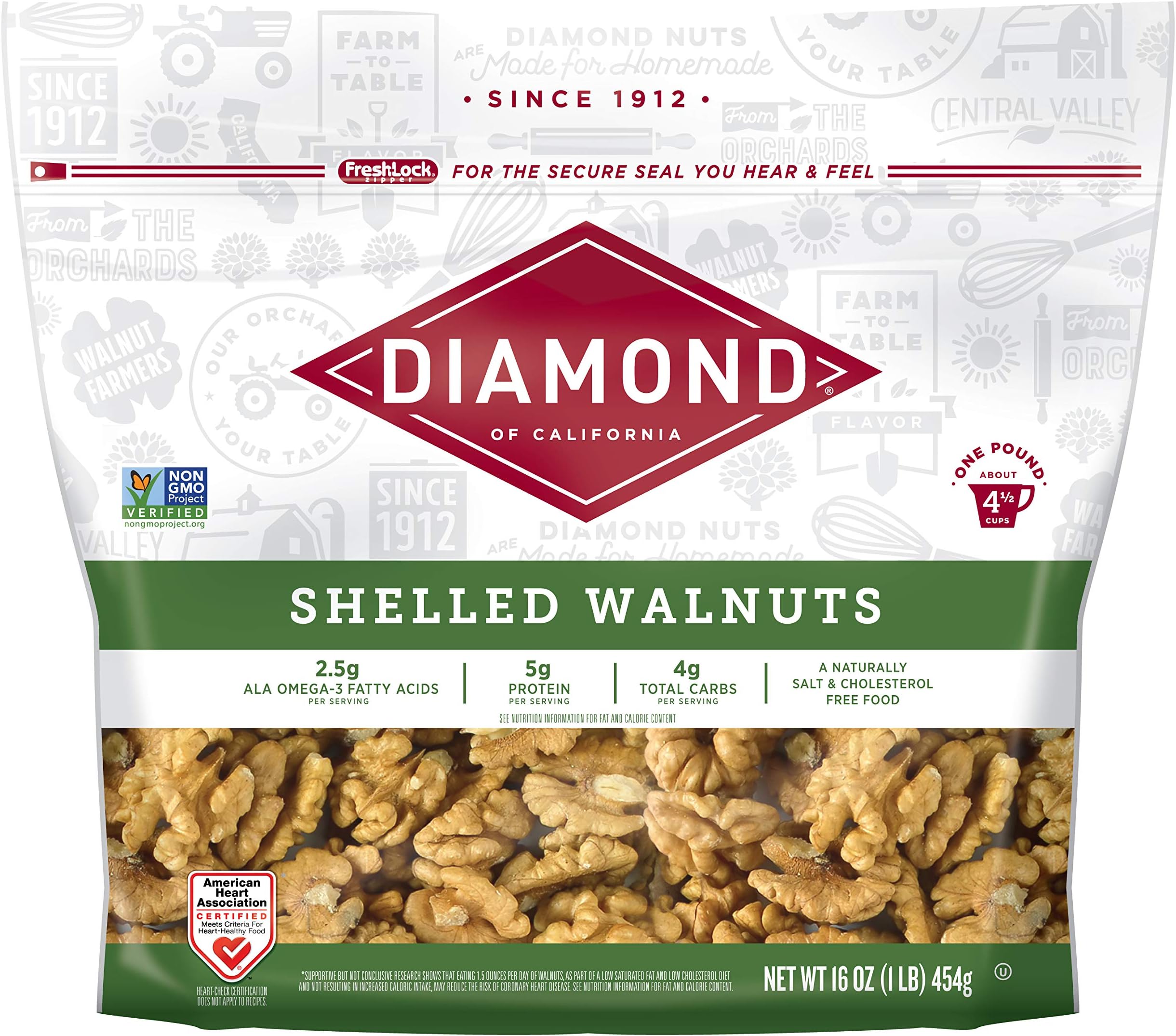 Diamond of California, Shelled Walnuts, 16 Ounce