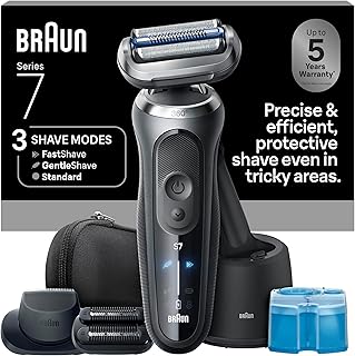 Braun Electric Shaver For Men, Series 7 7185Cc, Holiday Gifts For Men, Wet & Dry Shave, Shaving Kit With Smartcare Center And Beard Trimmer, Black