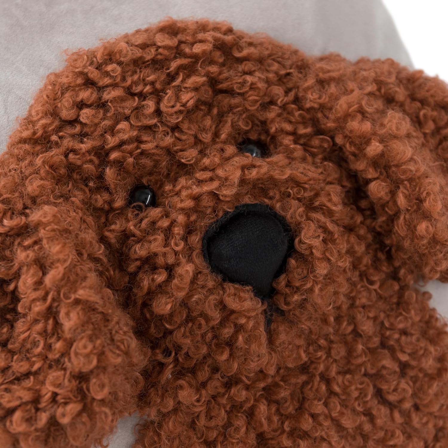 JWH Poodle Throw Pillow Cover Curly Brown Teddy Pillow Case Decorative Dog Shaped Cushion for Home Bed Couch Living Room 18x18 Inches Camel