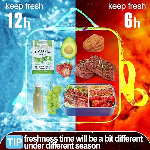 Miniatura 7 de Lonchera aislada con correa ajustable para el hombro, bonita lonchera de pana preparada, bolsa de almuerzo con aislamiento grande, bolsa de almuerzo