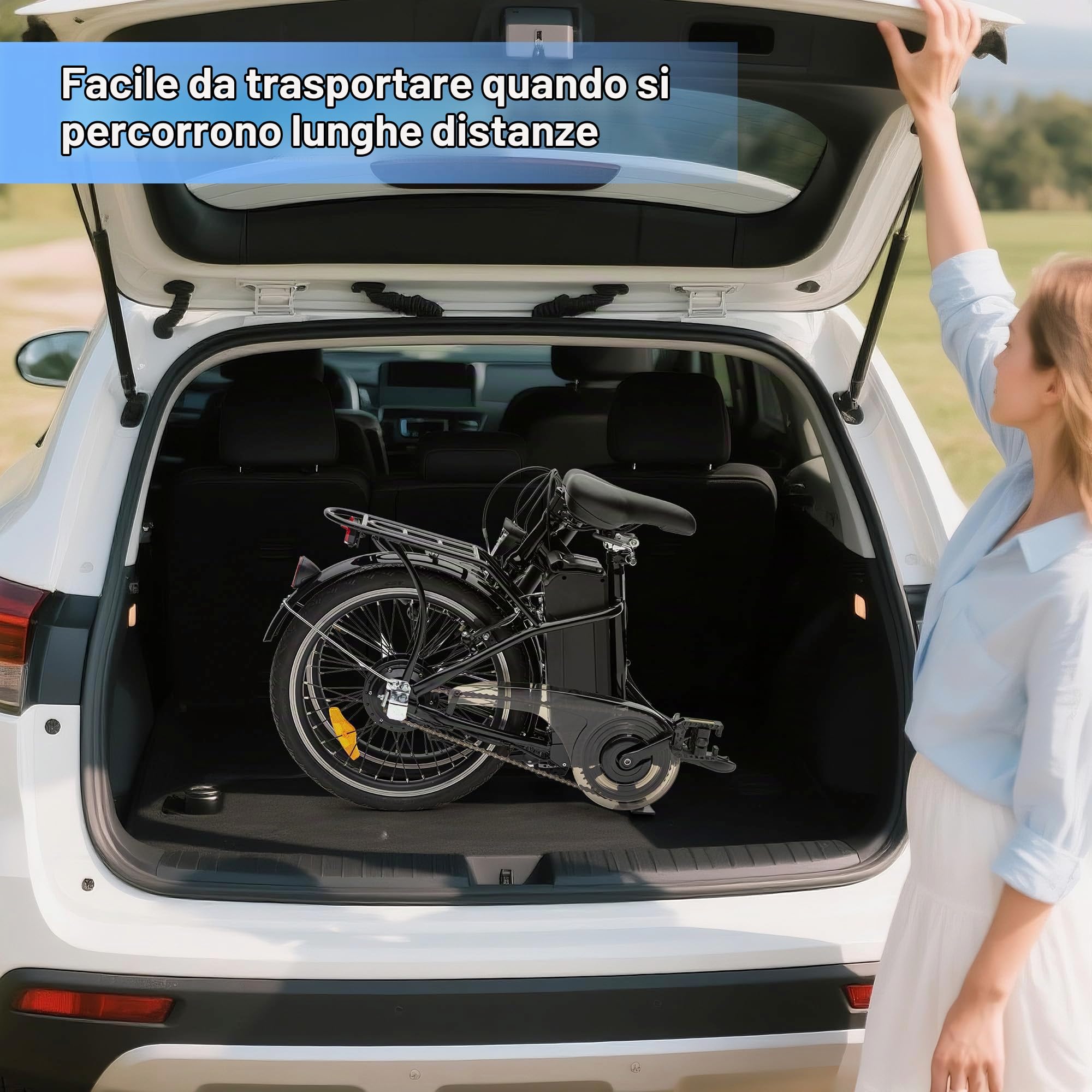 Eleglide Bicicletta elettrica pieghevole da 20", per adulti, 250 W, con batteria da 36 V, 7,8 Ah, portata 25 km/h, display a LED, freno a V, con portapacchi e luce