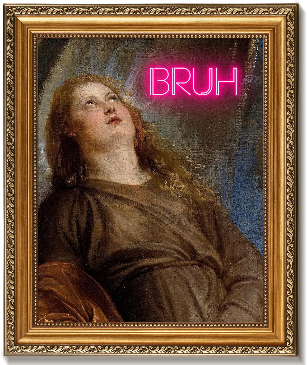 uniro Vintage Gold Framed Wall Art for Home Decor, Retro Funny Bathroom Wall Decor Canvas Artwork, Trendy Funky Wall Art Maximalist Decor, Eclectic Home Bathroom Alternative Fun Art Print Aesthetic Poster for Bathroom, Living Room, Desktop decor - 8x10Inch