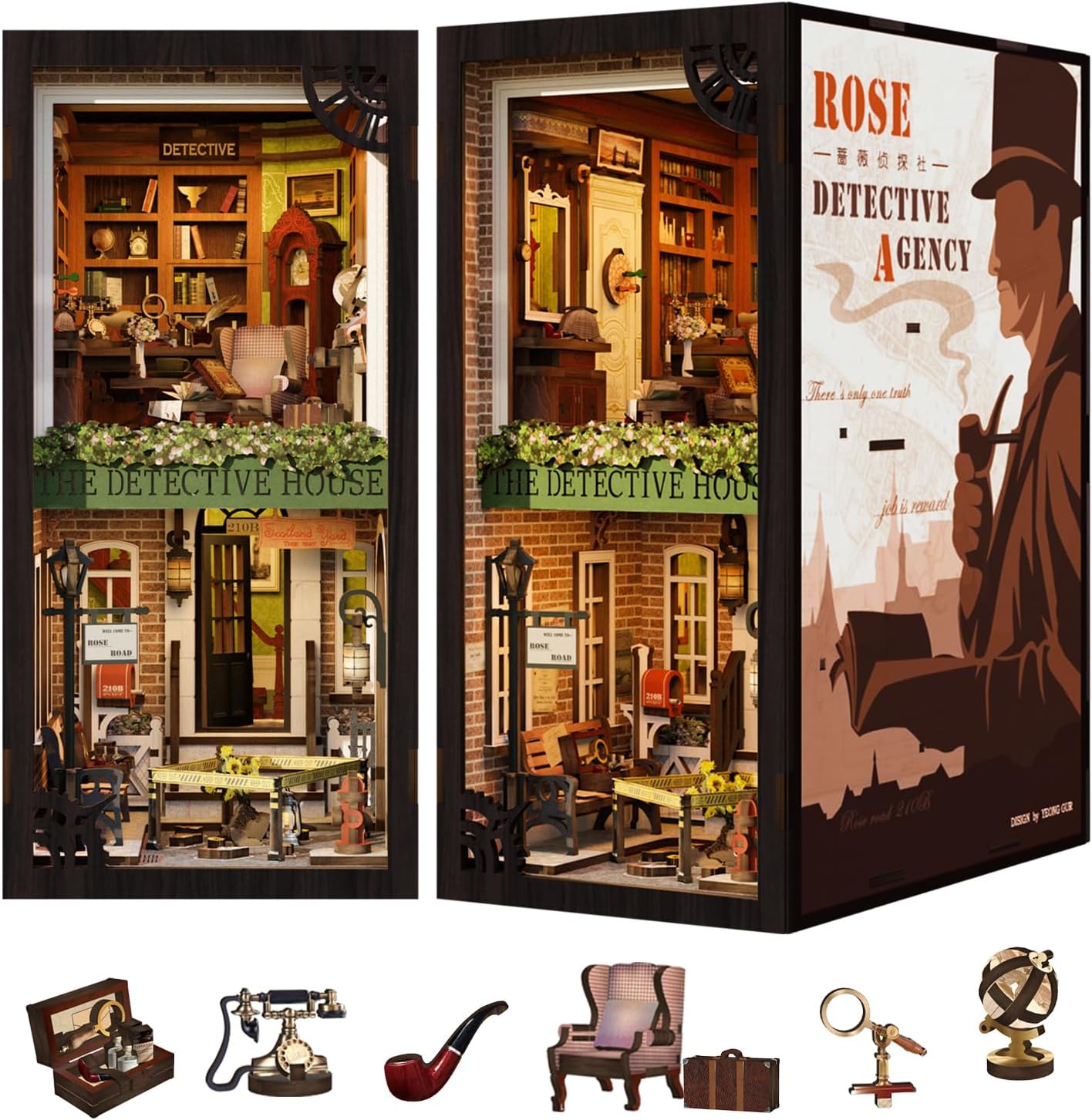 Cutefun DIY Miniature Dollhouse Book Nook Kit,Wooden Doll house