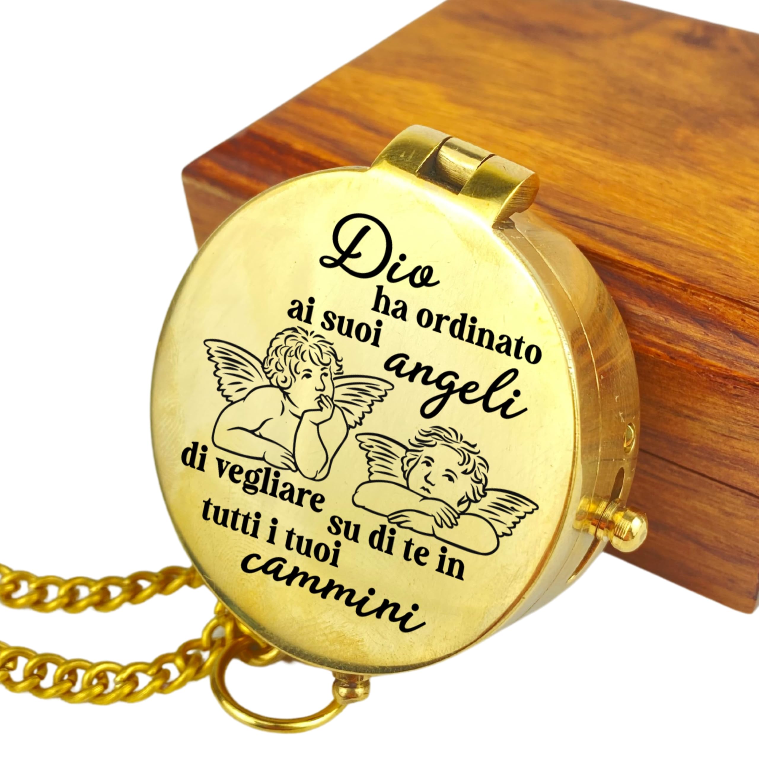 Bussola personalizzata con incisione, motivo chiesa e testo desiderato, idea regalo per battesimo, comunione, cresima