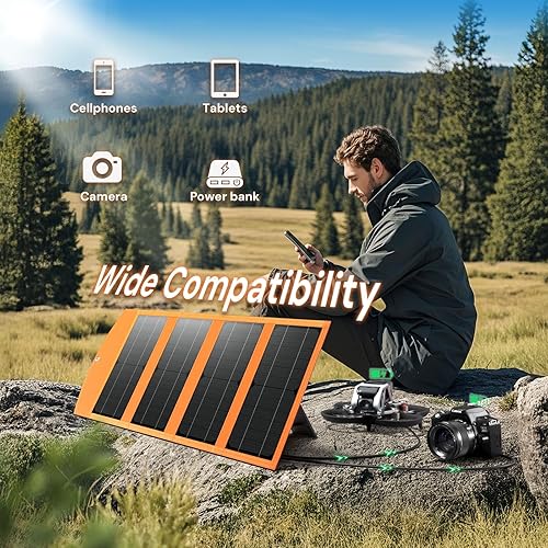 Miniatura 5 de Cargador de panel solar portátil de 30 W con salidas USB y tipo C (5 V3 A máximo) para teléfonos, bancos de energía, tabletas, carga rápida 2