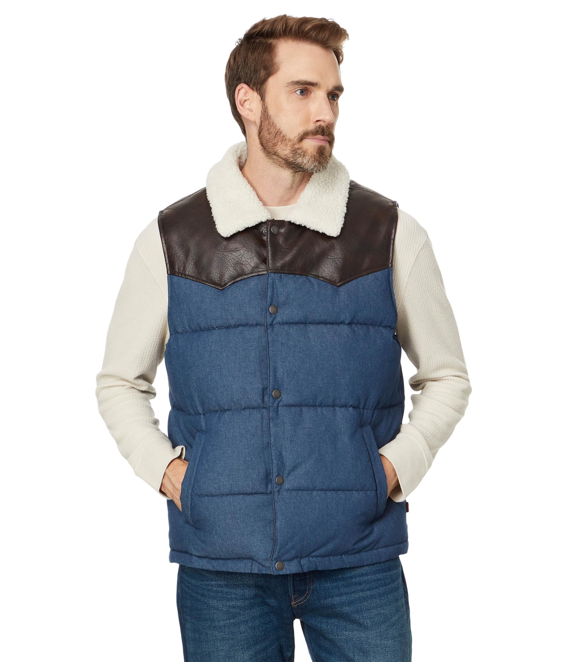 Levi's Men's Out West Mixed Media Puffer Vest