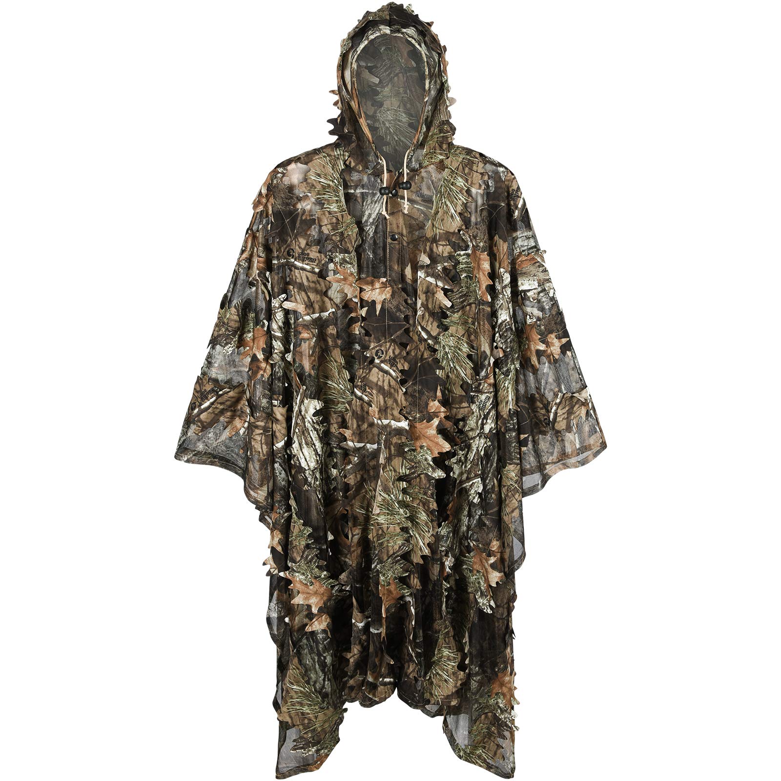 HYOUT Hooded Ghillie Suit Camo Clothing, 3D Leafy Hooded Camouflage Clothing, Woodland Camouflage Suits for Jungle Hunting, Shooting, Airsoft, Wildlife Photography