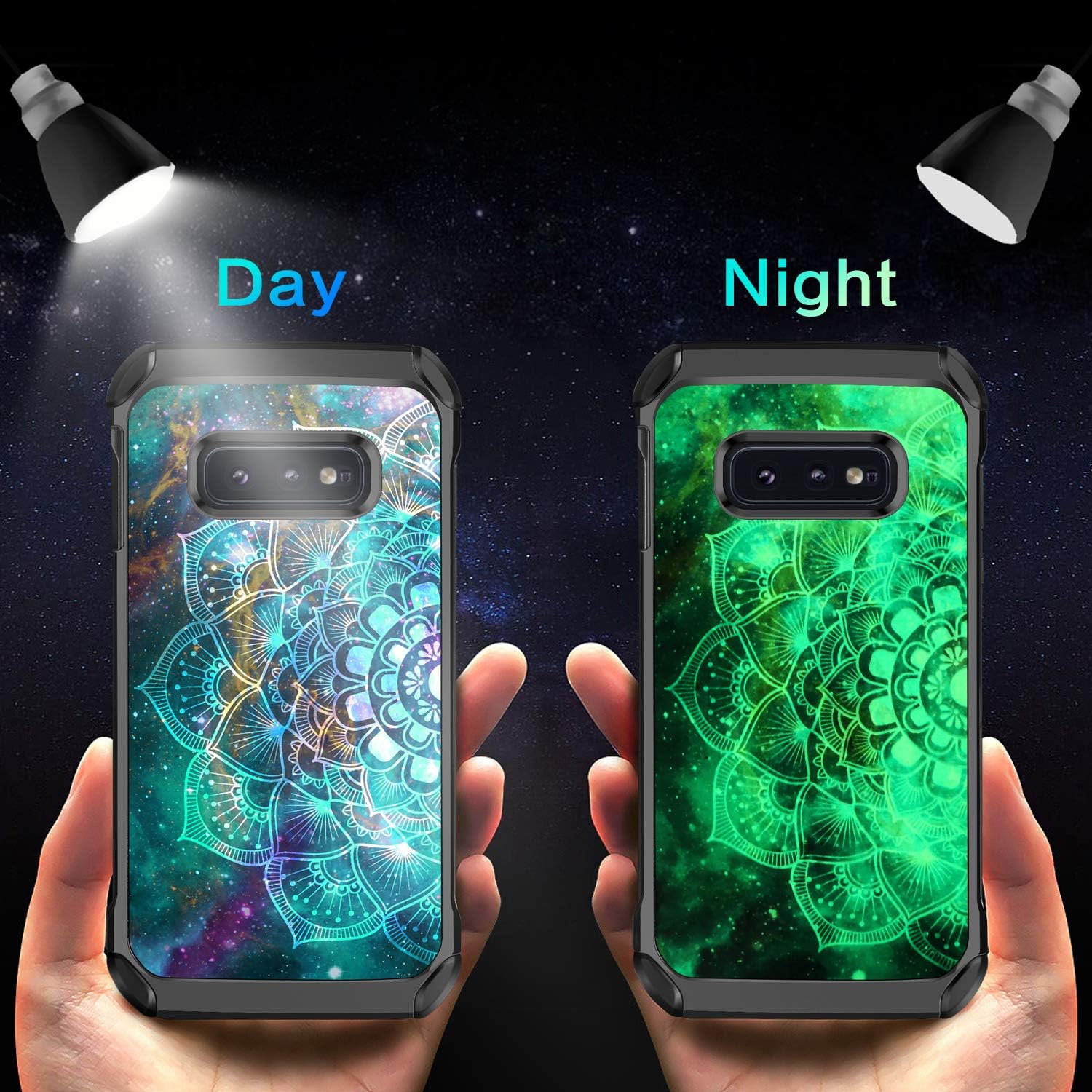 BENTOBEN Galaxy S10e Case (2019), S10e Case, Shockproof Dual Layer Glow in The Dark Noctilucent Hybrid Slim Hard PC Soft Bumper Phone Cases Cover for Samsung Galaxy S10e 5.8inch, Mandala in Galaxy
