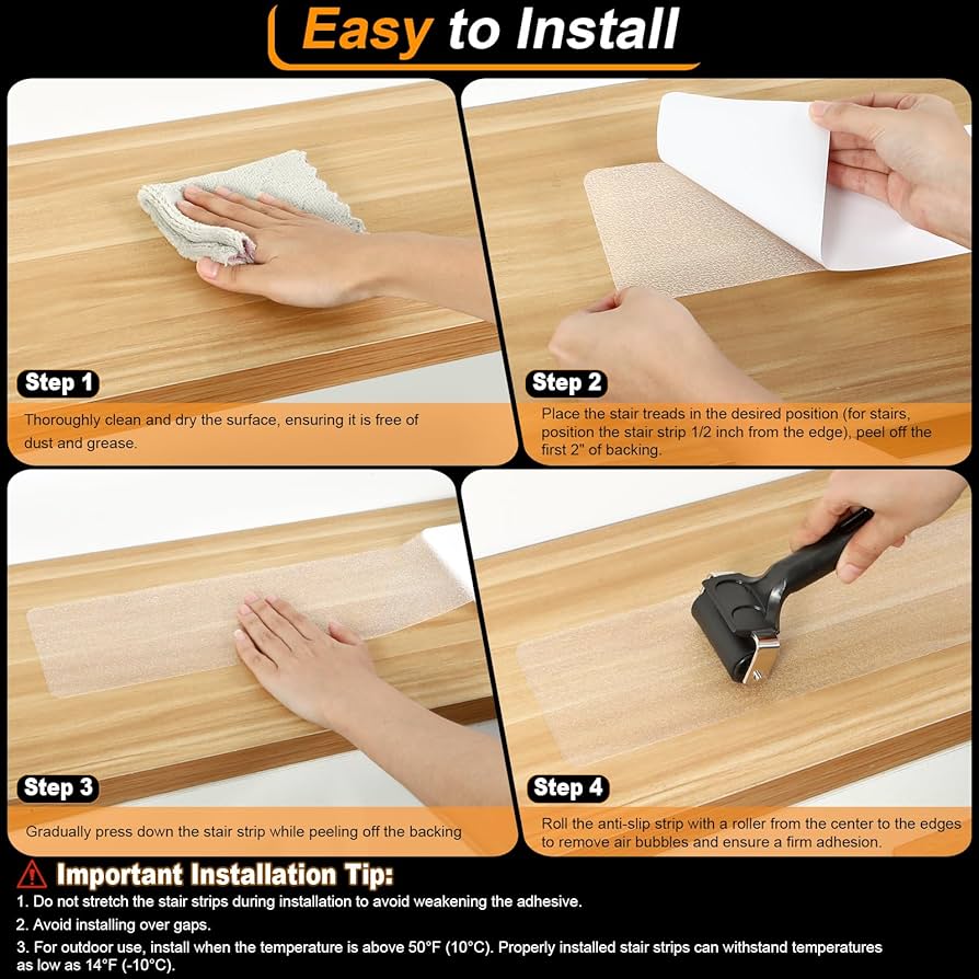 Peohud 16 Pack Clear Stair Treads Non Slip, 32" X 4" Transparent Anti