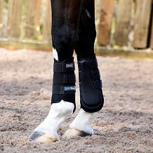 Masta Air-Flux Horse Brushing Boots - Training Neoprene Protective Wrap Boot for Horses with 3D AirMesh - Soft & Comfort Extremely Lightweight Legs Protectors - Set of 2 - Black, Size Full