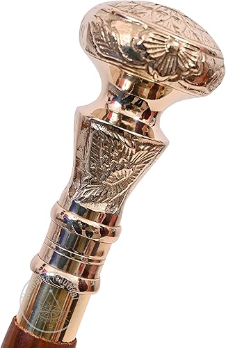 Humaira Nautical Bastón plegable de latón con mango de diseñador victoriano, bastón de madera de 38 pulgadas para regalo hombres y mujeres