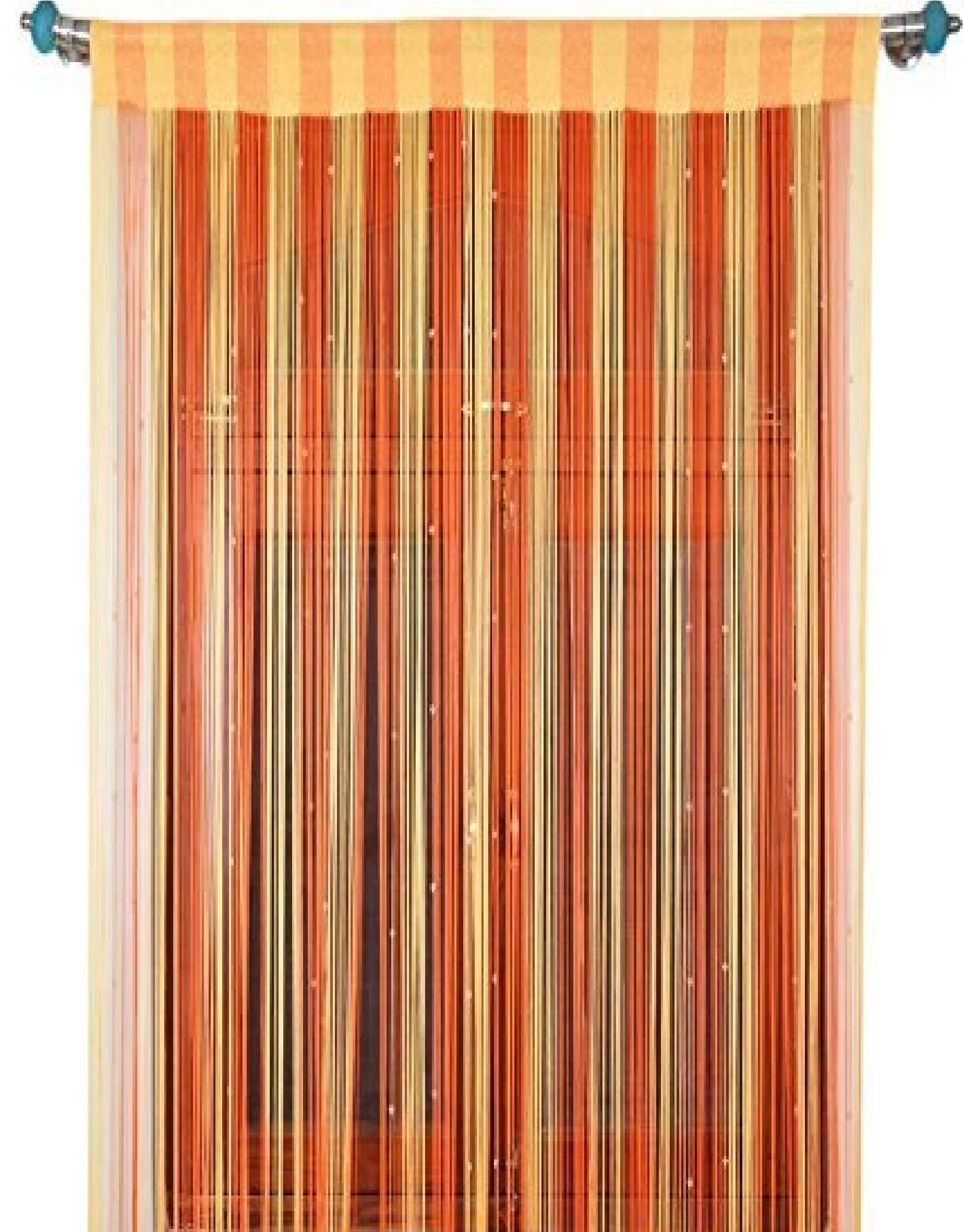 UNIQUELLA Pack of 2 Orange/Gold 7FT Decorative Polyester String Room Divider Thread Curtain - Premium Tara Polyester Threads String Hanging Door Curtain I 2 Piece ( 4 X 7 Feet)