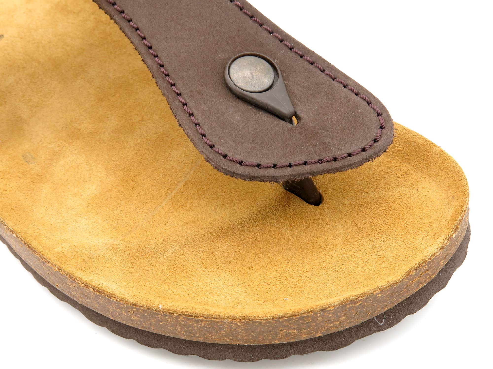 Herren Pantoletten Leder Sandalen Zehentrenner Nubuk Hausschuhe mit Korksohle