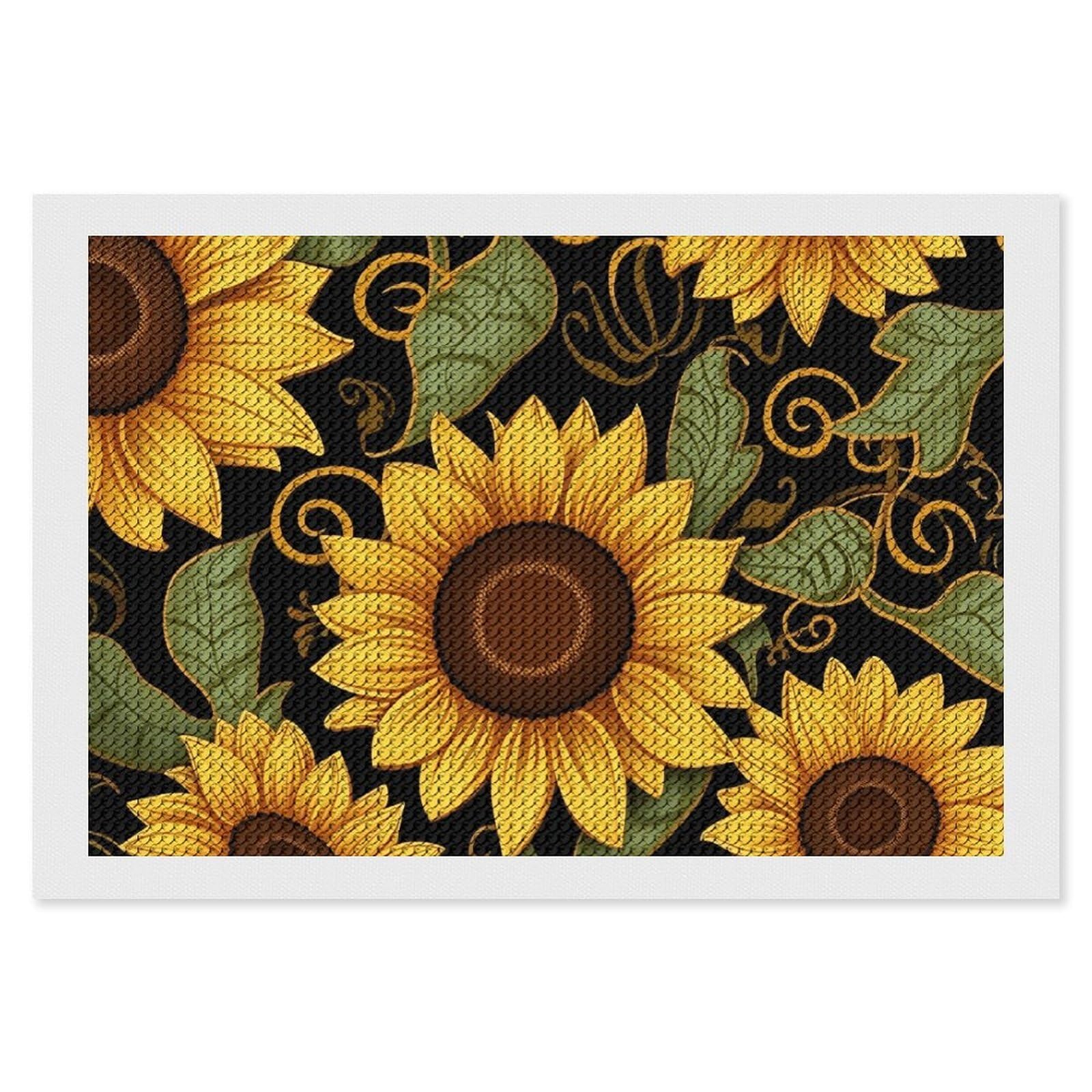 NONHAI Diamond Painting Kits for Adults - DIY Diamond Art Kits for Beginners - Full 5D Paint Drill Diamond Dots Paintings- Beautiful Sunflower Diamonds Pictures Gem Art and Craft Wall Decor 8"x12"
