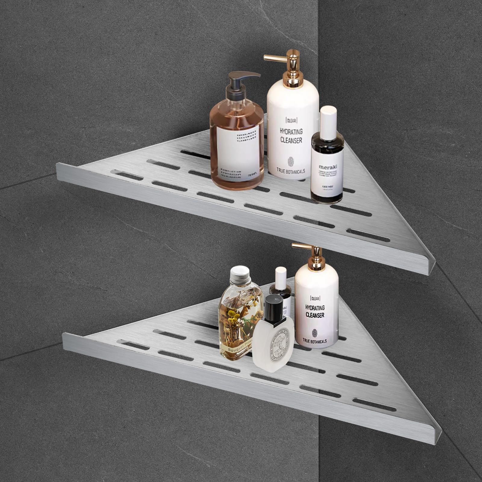 2 Stück Duschablage Eckablage Dusche ohne Bohren Edelstahl Silber