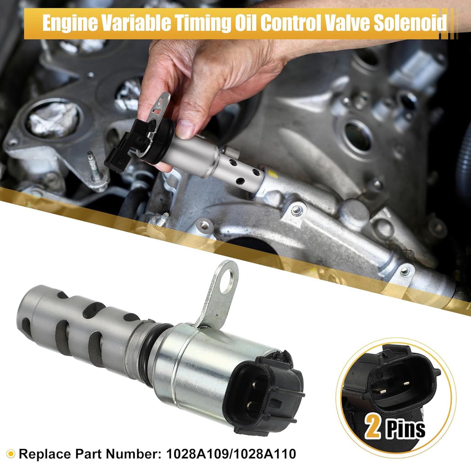 uxcell 1 Pair Left Right Variable Valve Timing Solenoid VVT for Mitsubishi Outlander Sport 2011-2018 Engine Camshaft Oil Control Valve No.1028A109/1028A110