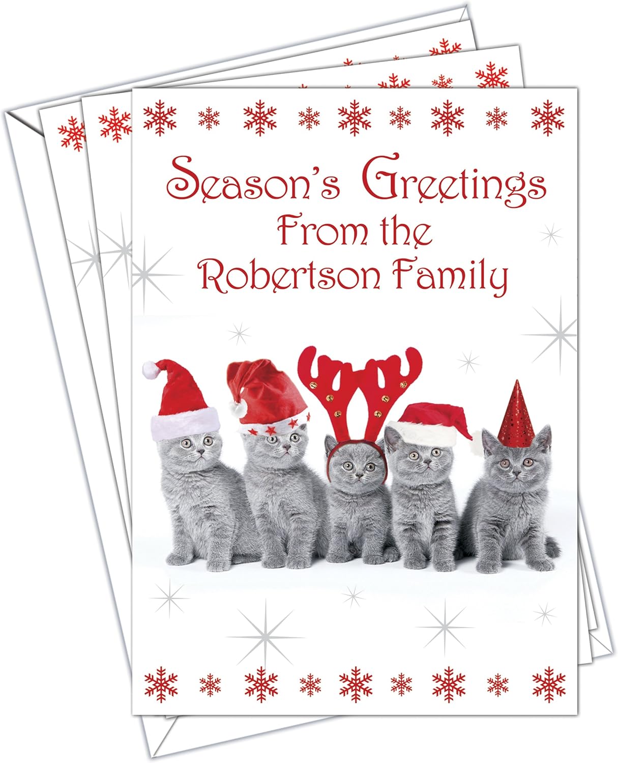 Personalised Christmas Cards Pack Of 10 A5 Size With White Envelopes Dlx 088 - View #9