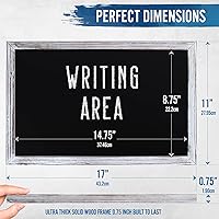 Vista 2 de HBCY Creations Pizarra de tiza de pared con marco de madera maciza blanqueada de 11" x 17", superficie magnética, decoración para el hogar, menús