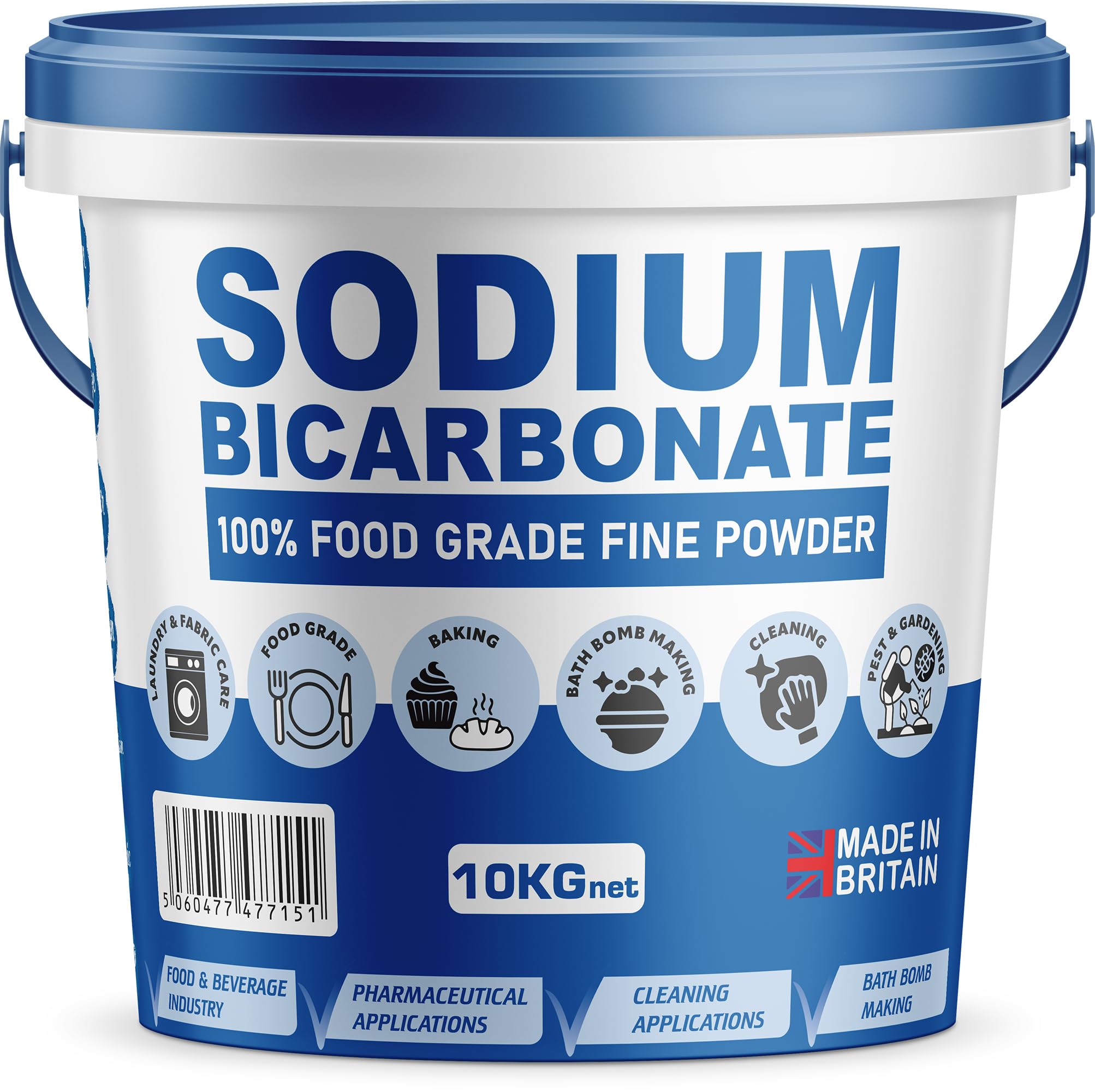 Baking Soda, Sodium Bicarbonate 100% Pure Food Grade Bicarb Bicarbonate Baking Soda Bucket for Cooking, Cleaning, Baking, Bath Bombs, Odours, Teeth MADE in UK by PSN (10KG)