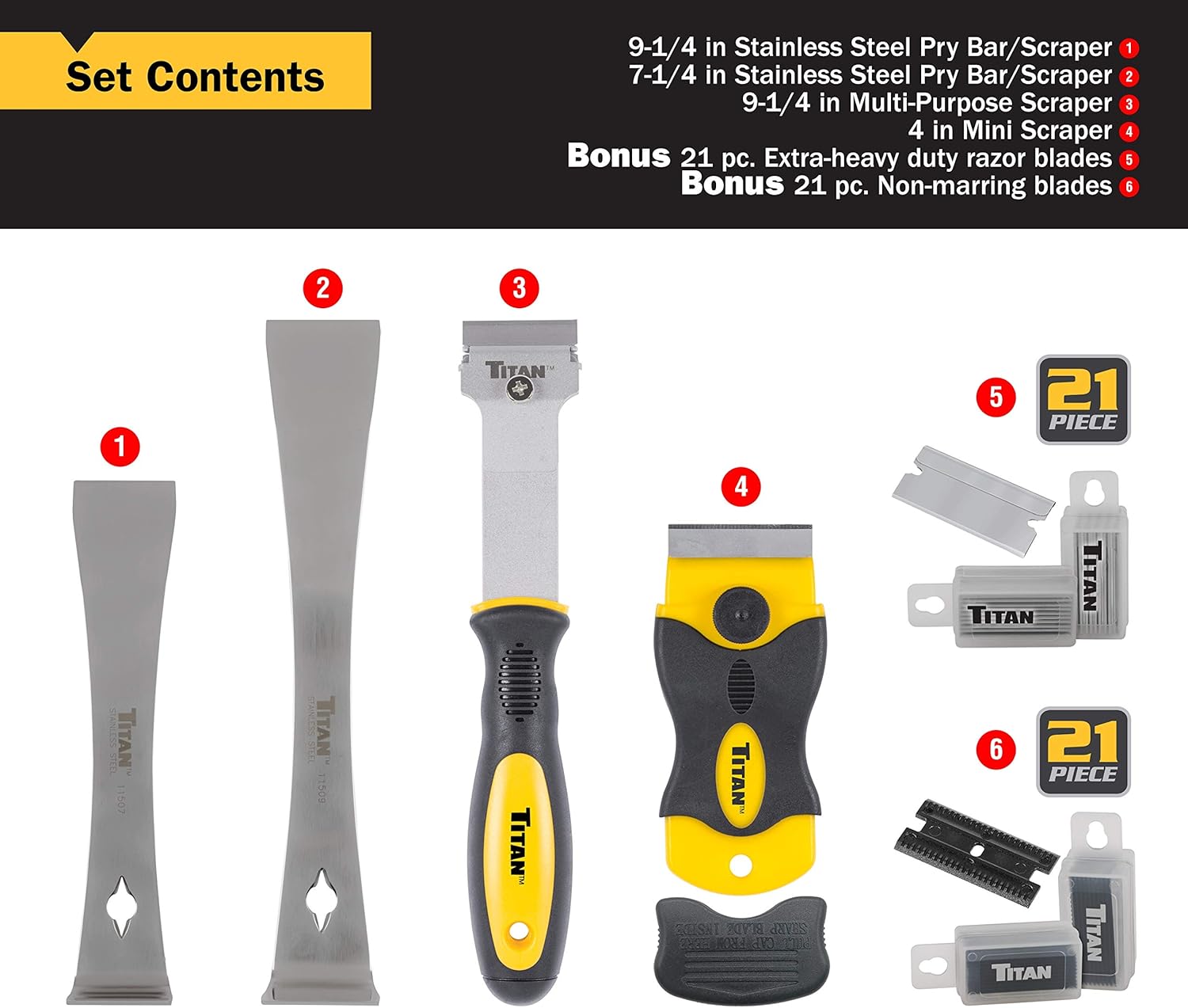 Titan 59400 4-Piece Scraper Set with 42 Replacement Blades