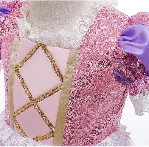 Miniatura 4 de FMYFWY Disfraz de princesa Sofía Rapunzel para niñas, carnaval, Halloween, Navidad, cumpleaños, fiesta de baile (accesorios)