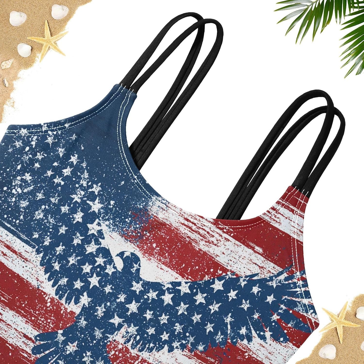 visesunny Girls Two Piece Swimsuits Vintage American Eagle Girl's Bikini Sets Bathing Suits for Girls Size 5-12Y