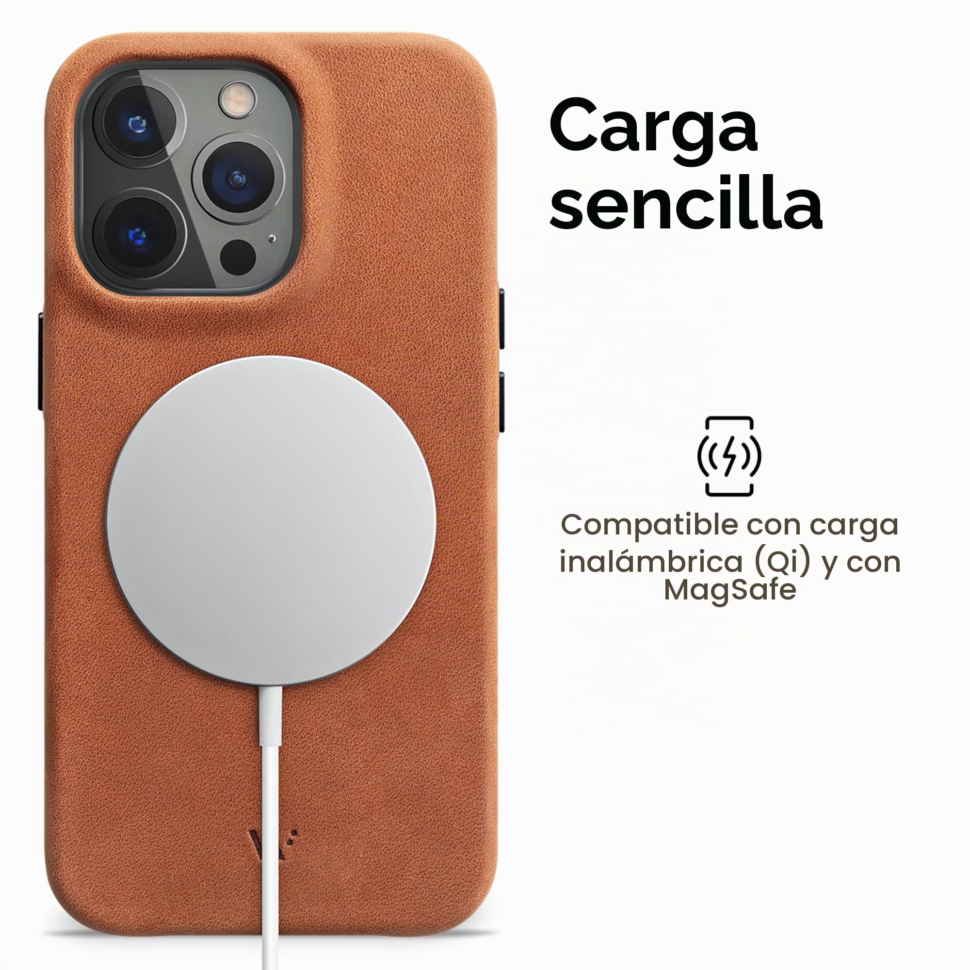 WIIUKA Funda para iPhone 13 Pro Max, piel alemana, extrafina, funda para teléfono móvil, funda para teléfono móvil, funda Qi, marrón vintage