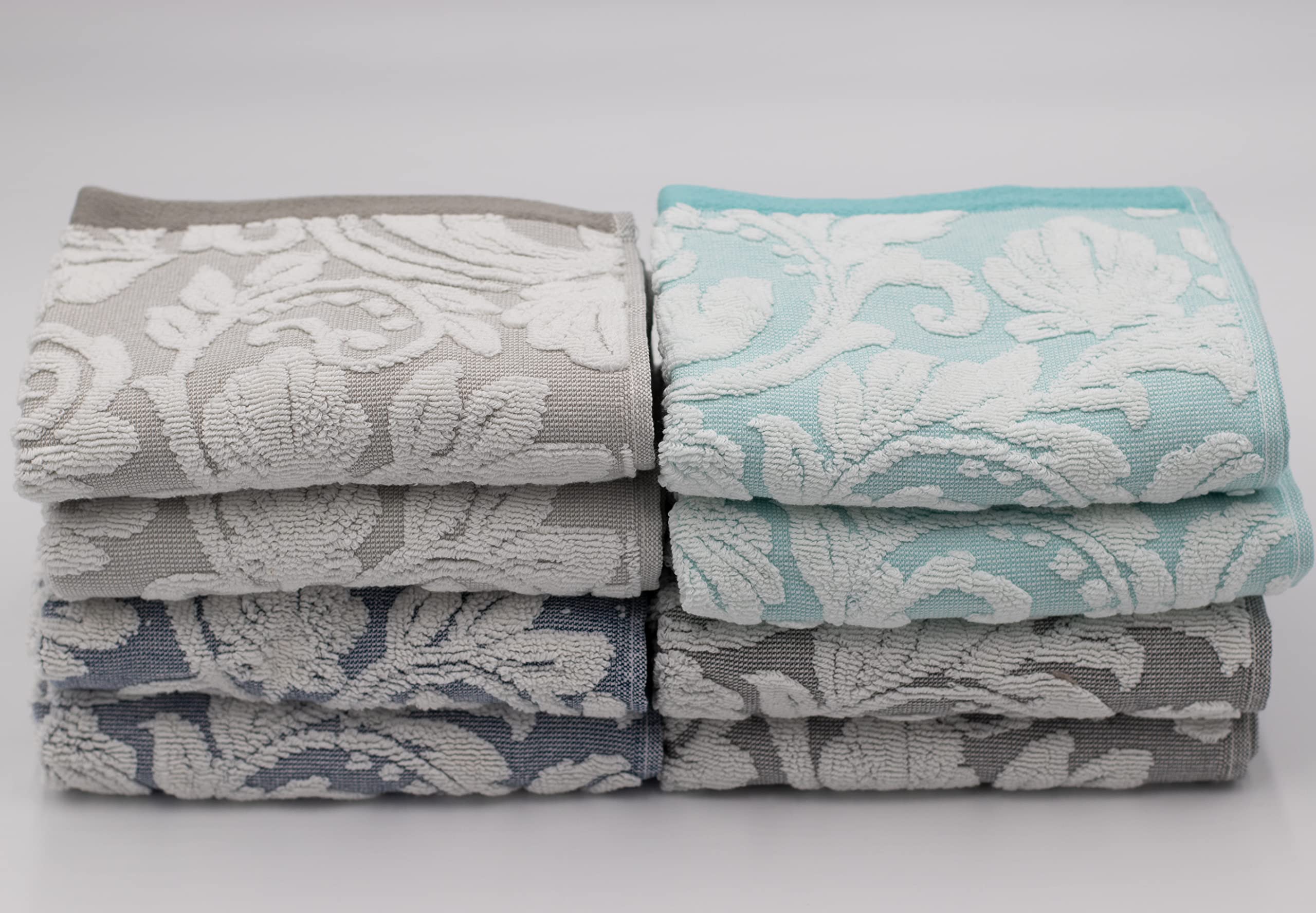 Lex's Linens Paquete de 2 toallas de invitados jacquard floral (gris)