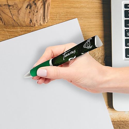 Miniatura 7 de ANINKABOVE Bolígrafos de signo del zodiaco Tauro (bolígrafo de 3 caras en estuche acrílico) Regalo de bolígrafo del zodiaco, diseño de constelación