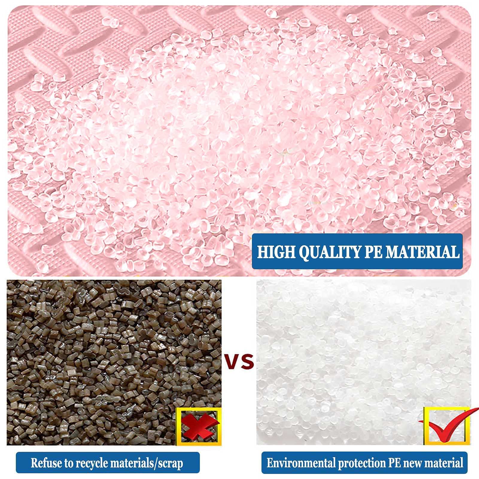 Tappetini da Gioco Puzzle Schiuma per Bambini, 30 x 30 x 2,5 cm Tappetino per Bambini ad Incastro Schiuma con Bordi per Camera dei Bambini Soggiorno Palestra Piscina,Beige + Pink,24